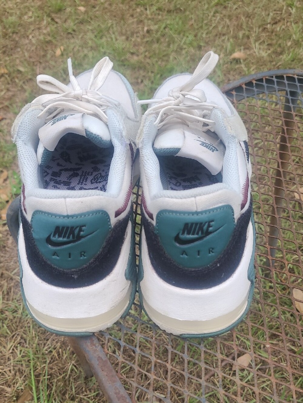 Nike Air Max Sneakers in White, Teal & Burgundy Accent Womens Size 8.5 - Picture 4 of 11